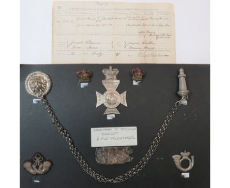 Group of Attributed Badges Dorset Rifle Volunteersall attributed to "J Stevens" consisting silvered Vic crown 16th Dorset Rif