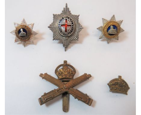 Small Number Of Badges Including Officersilvered and enamel Coldstream Guards ... Silvered, gilt and enamel Lincolnshire Regi