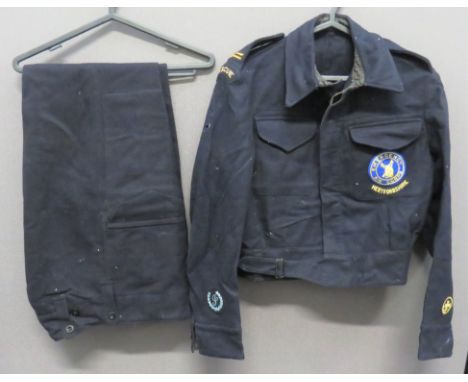 Post War Hertfordshire Emergency Aid Corps Uniformdark blue, single breasted, closed collar, short jacket.  Patch chest pocke