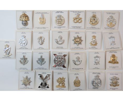 Anodised Infantry Cap Badges including The Welch ... Wiltshire Reg ... Rifle Brigade ... York and Lancaster ... Staffordshire
