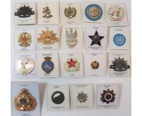 Selection of Various Cap and Breast Badgescap include white metal Polish Army (no fittings) ... Brass Free Dutch ... Darkened