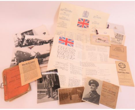 Royal Air Force Paperworkincluding 2 x different escape and evasion language sheets ... Gilt and enamel F.A.F.L. enamel badge