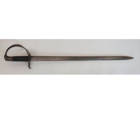 Scarce P1858 Naval Cutlass Sword Bayonet25 1/2 inch, single edged blade with back edge sharpened point.  Forte with various O