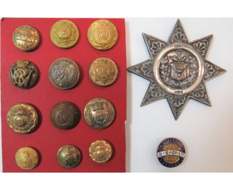 Small Selection of Victorian Buttonsincluding gilt 65th Reg ... Gilt Vic crown 21st Reg ... Gilt 101 Grenadiers ... Gilt 101 