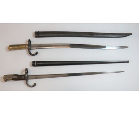 Two French Bayonets  Consisting&nbsp;French Chassepot Bayonet 22 1/2 inch, single edged, yataghan blade with large fullers. &