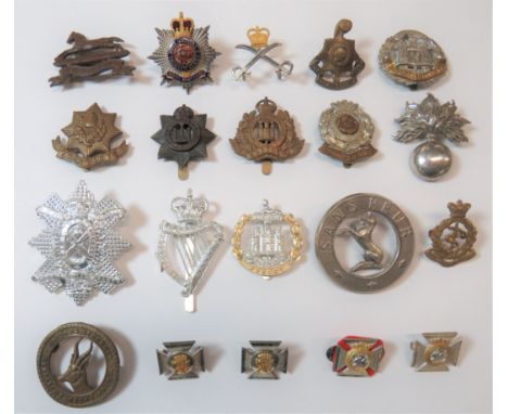 Infantry Cap Badges Including Officerincluding bronzed West Yorkshire (lugs) ... Silvered, gilt and enamel QC Royal Hampshire