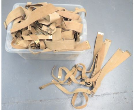 Large Quantity Of British Army L Pack Strapskhaki webbing L straps with brass securing buckles.  Various dates. 