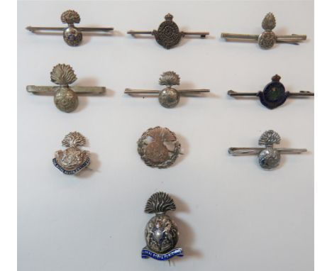 Royal Scots Fusiliers Sweetheart Lapel Badges Including Silver Examplesincluding sterling silver and enamel grenade and lower