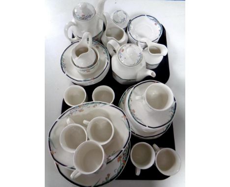 A tray containing an extensive Royal Doulton Juno tea and dinner service 