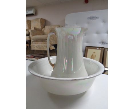 A lustre wash jug and basin 