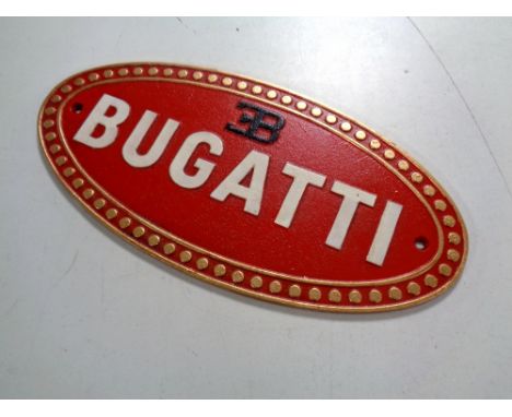 A cast iron plaque, Bugatti  