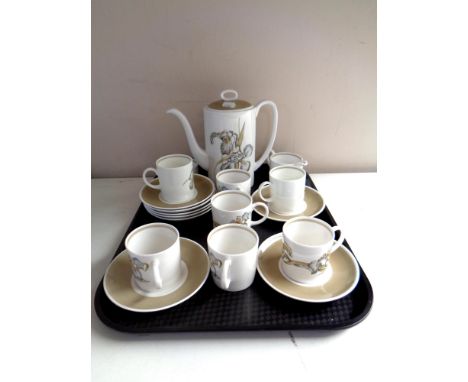 A tray containing a fifteen piece Susie Cooper Iris bone china tea service 