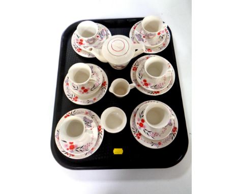 A tray containing a fifteen piece child's Prudence china tea service 