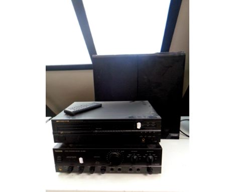 A Technics integrated amplifier SU-VX600 together with an Marantz compact disc player cd-52 and pair of Mission speakers 