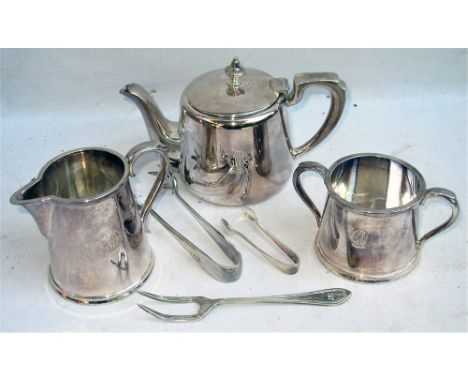 A Lot containing GWR silver plate tableware. GWR Tea pot. Milk jug and sugar bowl all engraved GWR Hotels together with GWR s