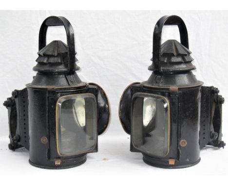 A Lot containing 2 x Traction Engine oil lamps. Matching front lamps complete with L/H and R/H brackets  Both with maker's pl