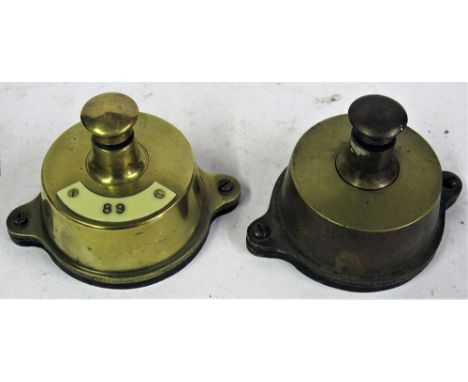 2 x GWR Brass Signal Box Shelf Plungers. One with ivorine plate 89. Both excellent condition.