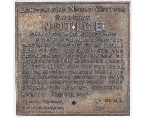 LNWR Cast Iron Gate Notice. Warning to Trespassers on the line. 