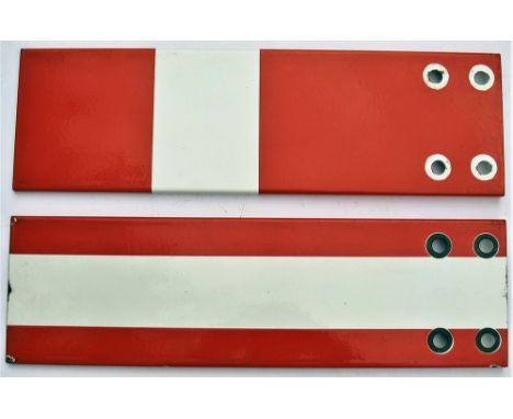 2 x Shunt or calling on Enamel Signal Arm Blades one marked BRWR. Both excellent condition possibly new-old stock