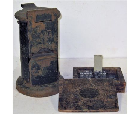 Edmondson Ticket Dating Machine. Complete with brass makers plate, WATERLOW &amp; SONS LONDON together with a box Edmondson l