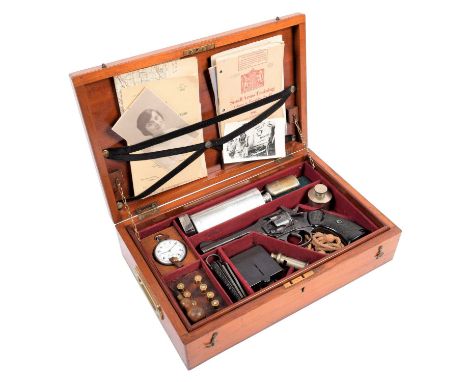 A Second World War Army Officer's Mahogany Cased Compendium, the interior fitted with a deactivated Webley Mark IV Service Re