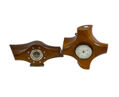 The Boss of a Laminated Propeller, later mounted as a wall hanging aneroid barometer, with white enamel register signed Dippl