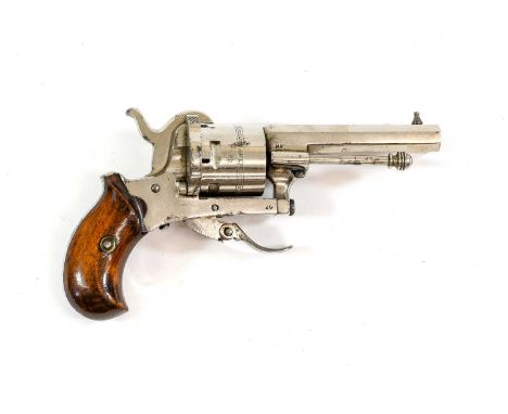 A 19th Century Belgian 'The Guardian American Model 1878' Five Shot Pinfire Revolver, with plated finish, 7.5cm octagonal sig