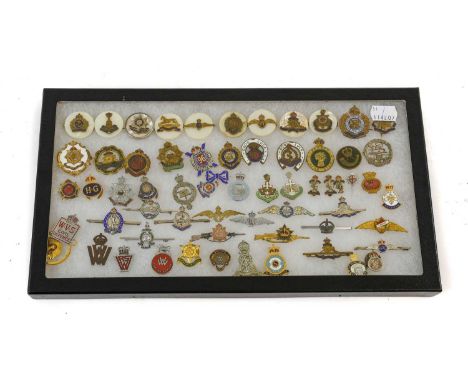 A Collection of Approximately Sixty First/Second World War and Post-War Lapel Badges and Sweetheart Brooches, in mother of pe
