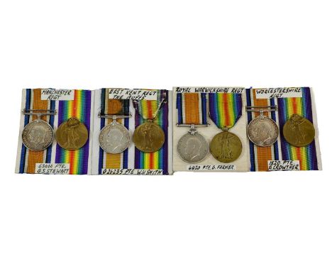 Four First World War Pairs, each comprising British War Medal and Victory Medal, awarded to:- G-26235 PTE.W.H.SMITH, E.KENT.R