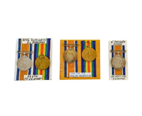 Two First World War Pairs, each comprising British War Medal and Victory Medal, awarded to:- GS-6716 PTE.J.S.SHARP. 2-DNS.; a
