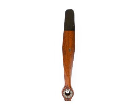 An Early 20th Century Half Propeller Blade for a Sopwith Scout by Morris &amp; Company Ltd., of laminated wood, the boss with