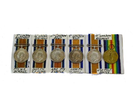 A First World War Pair, comprising British War Medal and Victory Medal, awarded to 4742 PTE.L.T.BAXTER. 15-LOND.R.; four Brit