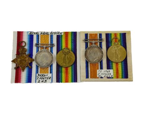 A First World War Trio, awarded to D.A.8611. T.FOSTER, 2.HD, R.N.R., comprising 1914-15 Star (D.H.), British War Medal and Vi