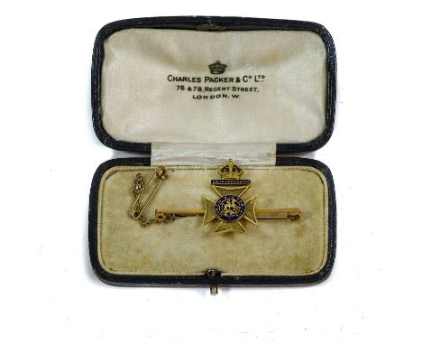 A 15 Carat Gold and Enamel Sweetheart Brooch to Victoria and St. George's Volunteers, worked as King's crown over 1901-2 and 