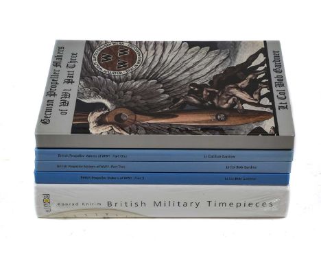 British Military Timepieces - A Documentation in Pictures by Konrad Knirim, one volume with dust jacket; five Reference Books