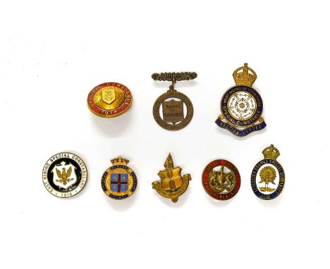 Eight Various Lapel and Cap Badges, in enamel and brass, including West Riding of Yorkshire Special Constable Section Leader,