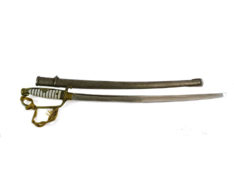 A Japanese Police Sabre, circa 1910, the 62cm machine made steel blade with narrow fuller to the back edge, the brass hilt wi