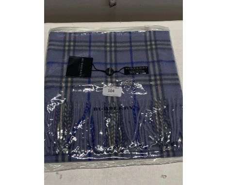 A new with tags Burberry 100% lambs wool blue long scarf 160 x 28cm