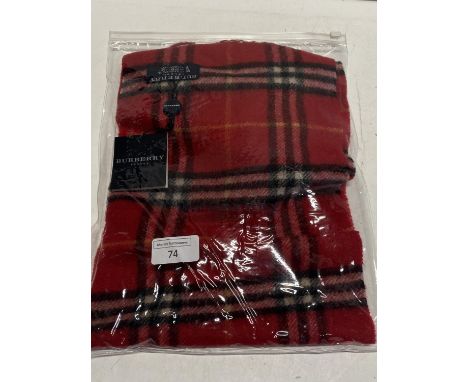 A new with tags Burberry 100% lambs wool Red long scarf 120 x 20cm