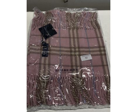 A new with tags Burberry 100% lambs wool pink long scarf with double tassels 150 x 37cm