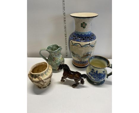 A selection of assorted ceramics including Burleigh ware and Beswick horse, shipping unavailable