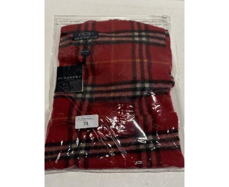 A new with tags Burberry 100% lambs wool Red long scarf 120 x 20cm