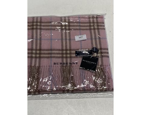 A new with tags Burberry 100% lambs wool pink long scarf 166 x 38cm