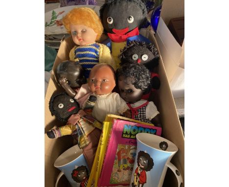 A box full of vintage teddies and dolls etc, shipping unavailable