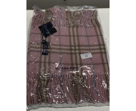 A new with tags Burberry 100% lambs wool pink long scarf with double tassels 150 x 37cm