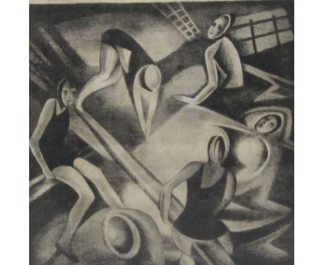 Margaret J. Laing.(act c.1925-1940) Swimming Pool on board Ship, 1.30, lithograph, signed, inscribed as title and dated 1932 