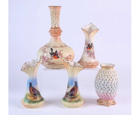 A group of Locke and Co (Shrub Hill Works, Worcester) porcelainlate 19th/early 20th centurycomprising a pair of vases painted