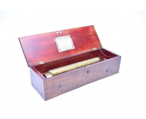 A 19th century Nicole Freres, 8-air, key-wound, fruitwood music box, with ebony stringing and a Keith Prowse &amp; Co air she