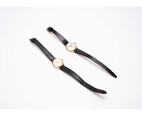 Vertex: A lady's 9ct gold wristwatch, the champagne dial with Arabic hour markers and subsidiary seconds at 6, polished round