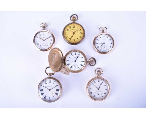 A silver gilt open face pocket watch by John Gaydon, London 1887, engine-turned case engraved with a vacant cartouche, white 